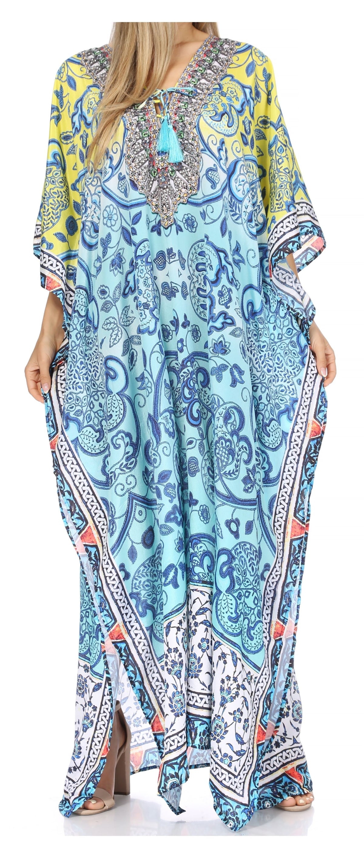 Plus Size Tropical Caftan Maxi Dress & Cover-Up