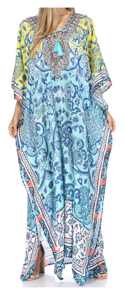 Plus Size Tropical Caftan Maxi Dress & Cover-Up