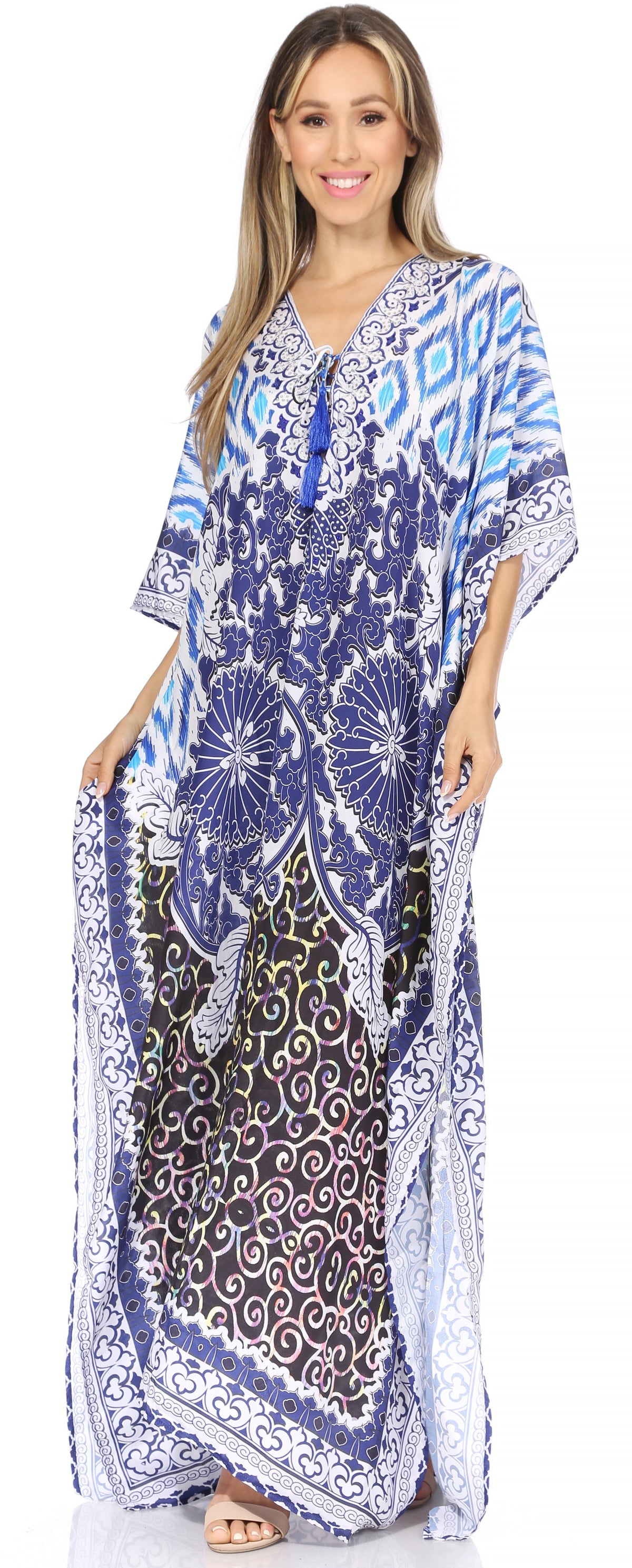 Plus Size Tropical Caftan Maxi Dress & Cover-Up