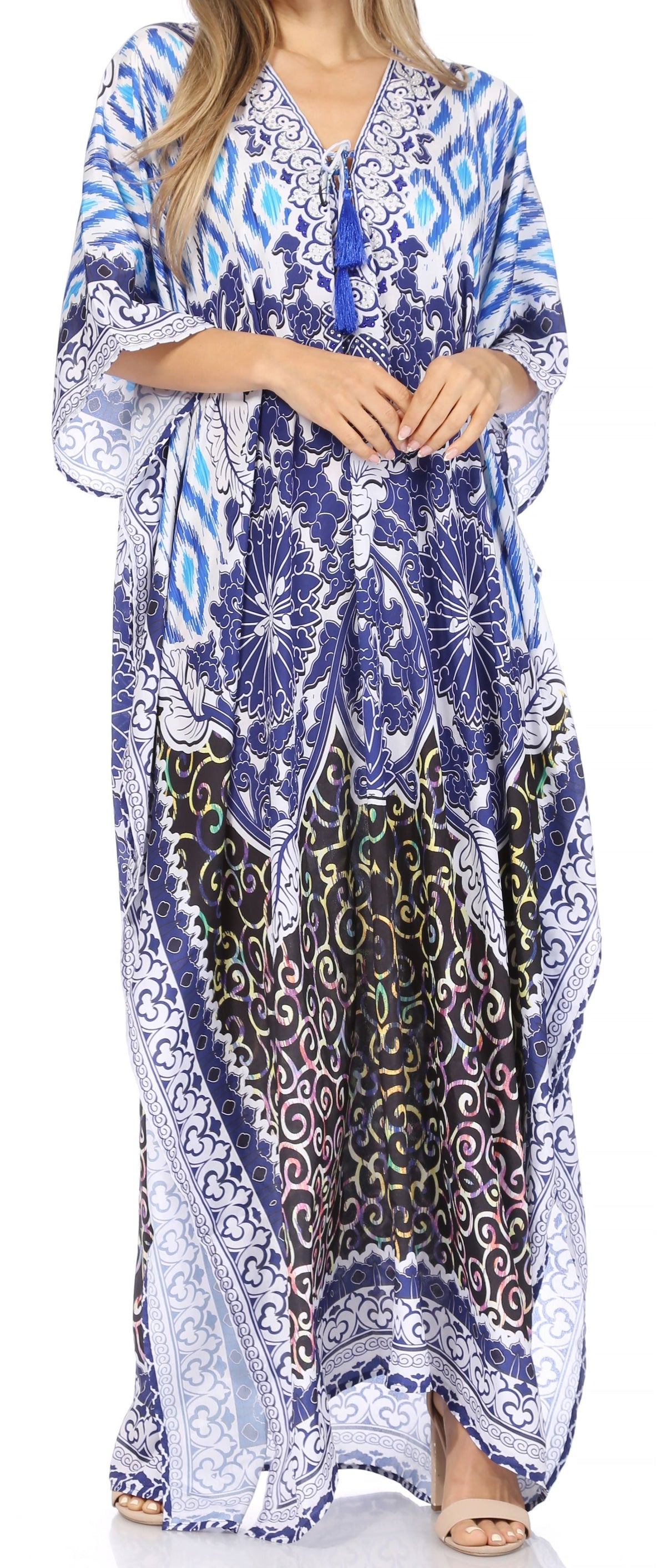 Plus Size Tropical Caftan Maxi Dress & Cover-Up