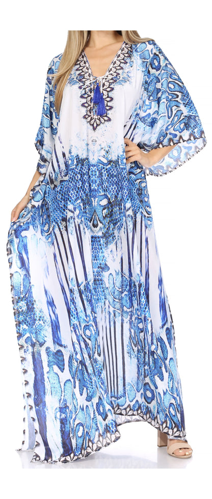 Plus Size Tropical Caftan Maxi Dress & Cover-Up