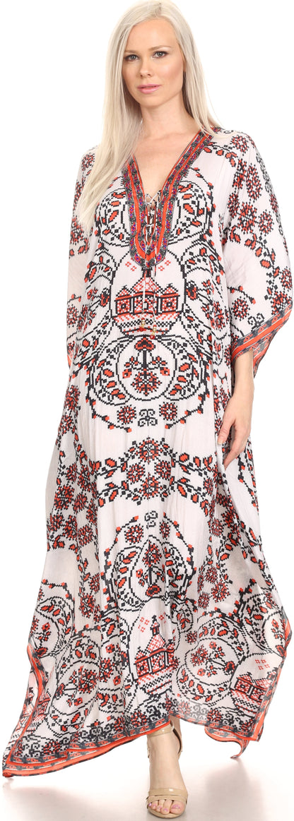 Plus Size Tropical Caftan Maxi Dress & Cover-Up