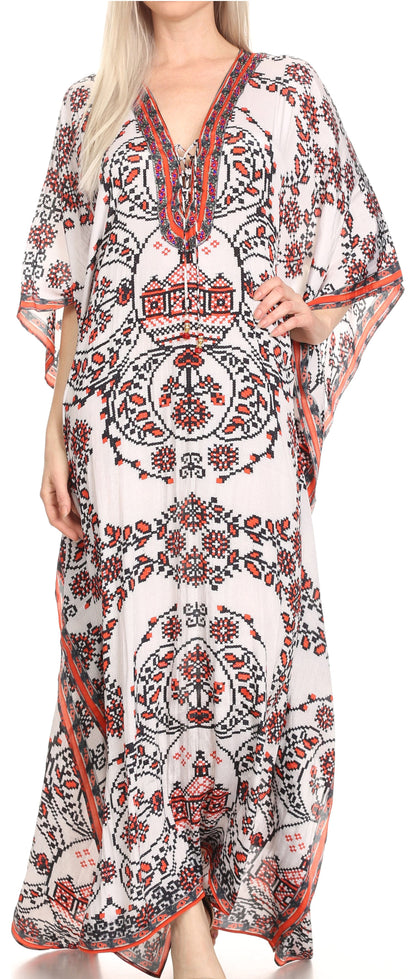Plus Size Tropical Caftan Maxi Dress & Cover-Up