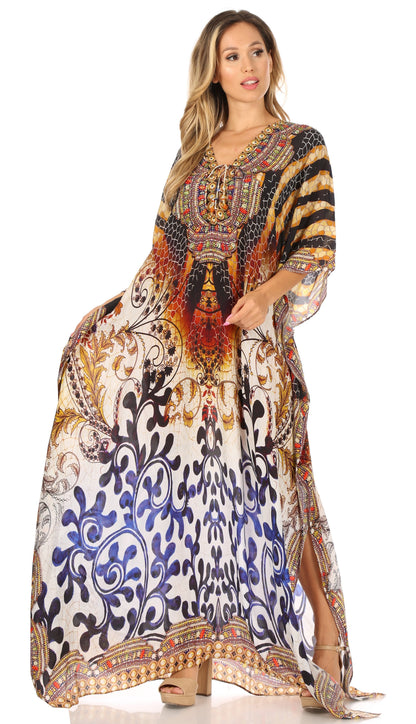 Plus Size Tropical Caftan Maxi Dress & Cover-Up