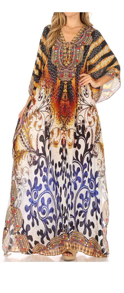 Plus Size Tropical Caftan Maxi Dress & Cover-Up