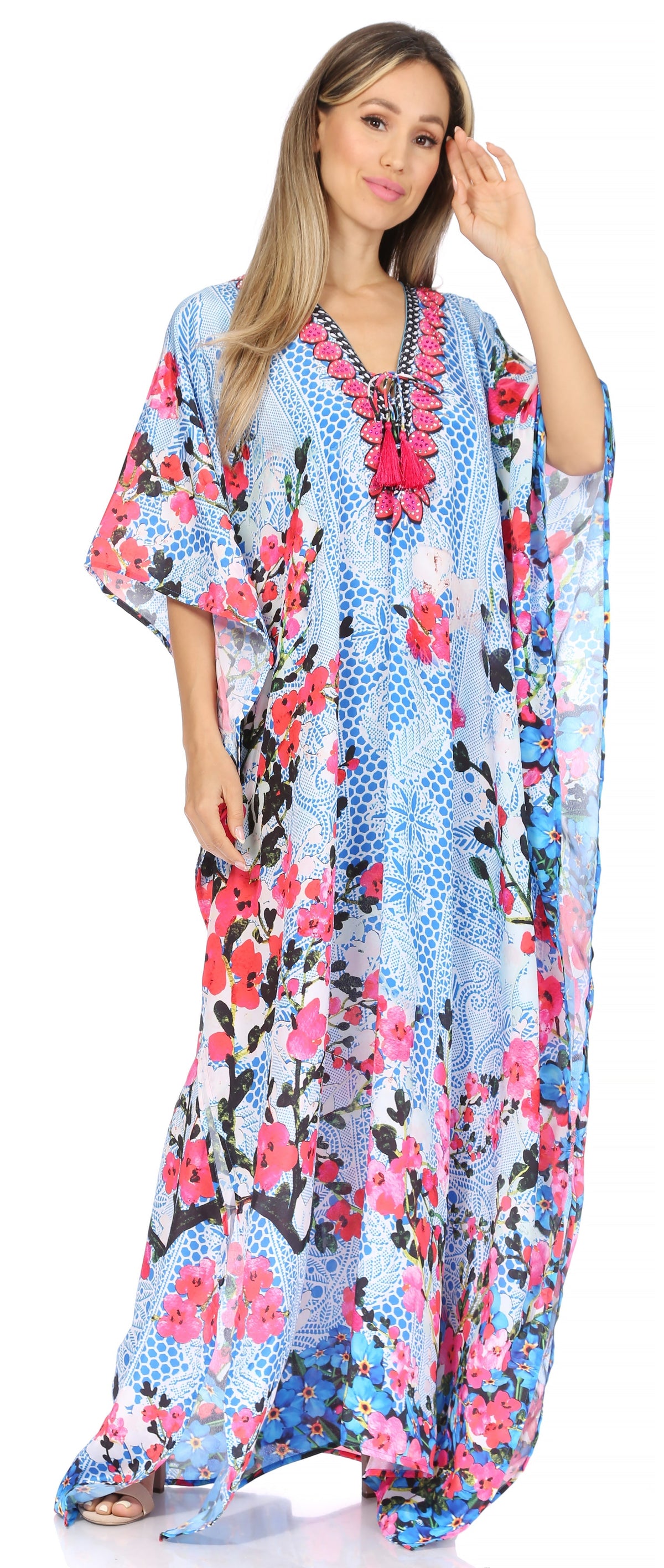 Plus Size Tropical Caftan Maxi Dress & Cover-Up