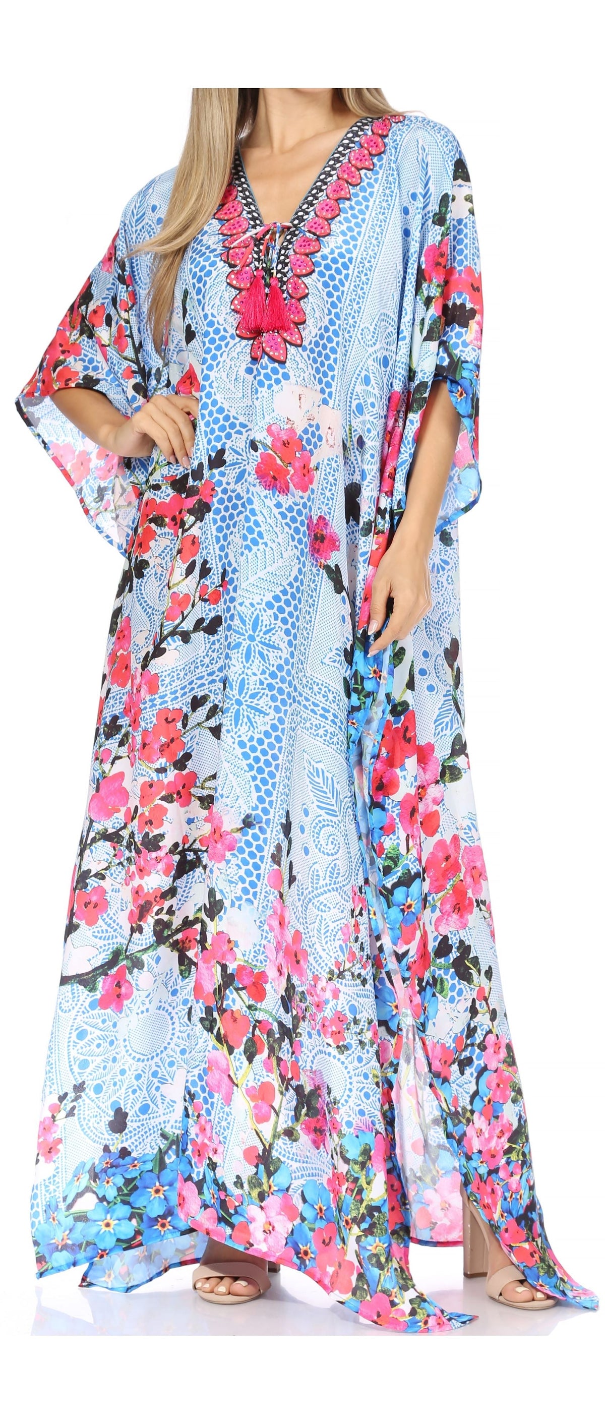 Plus Size Tropical Caftan Maxi Dress & Cover-Up