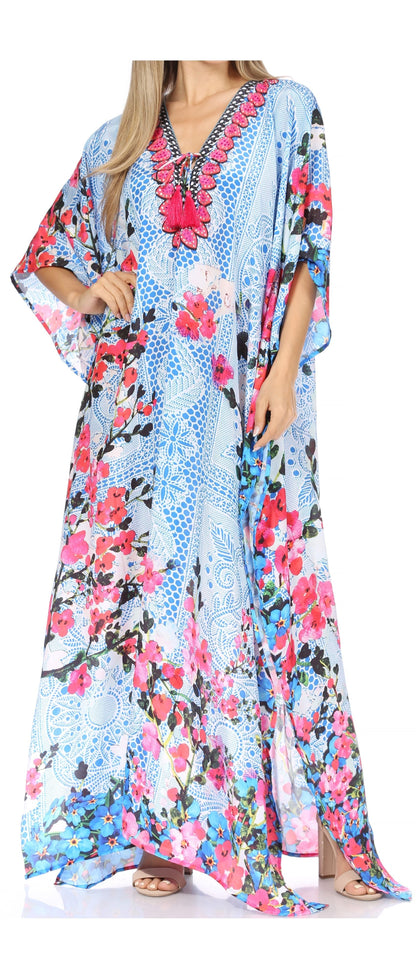 Plus Size Tropical Caftan Maxi Dress & Cover-Up