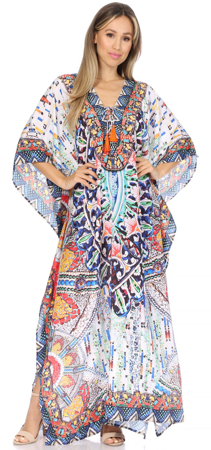 Plus Size Tropical Caftan Maxi Dress & Cover-Up