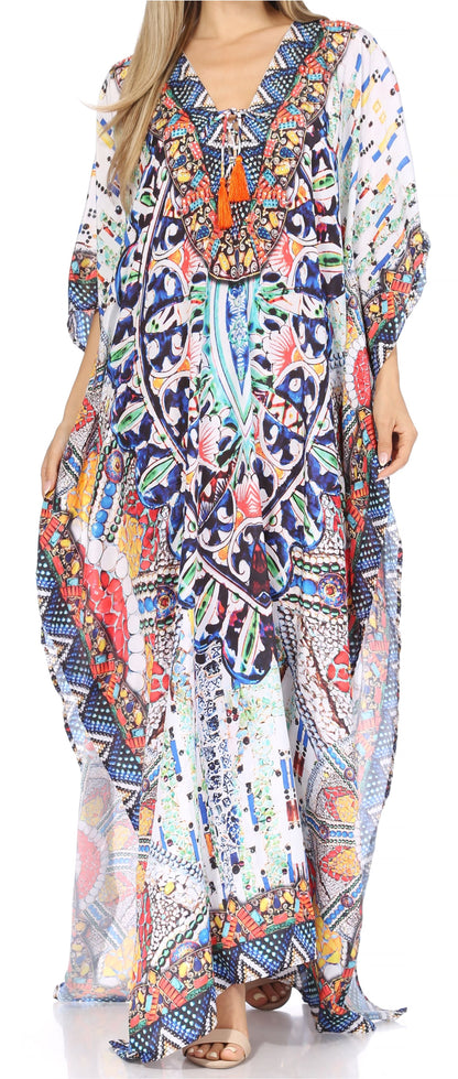 Plus Size Tropical Caftan Maxi Dress & Cover-Up