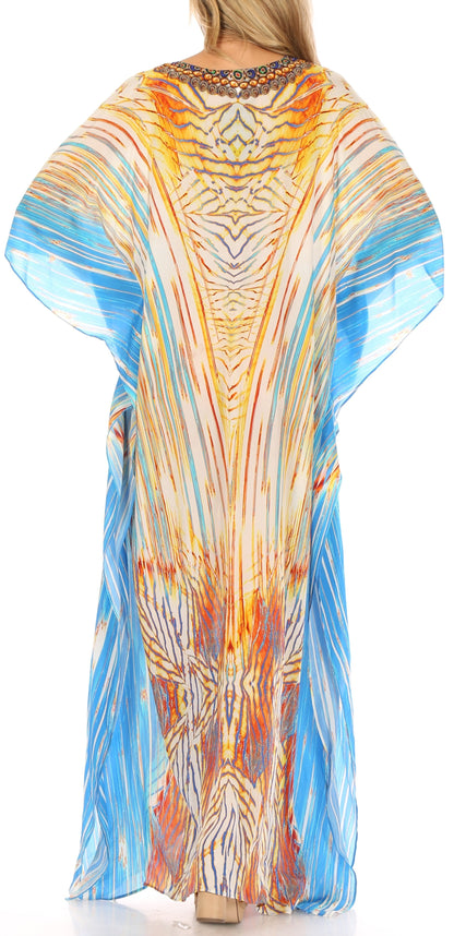 Plus Size Tropical Caftan Maxi Dress & Cover-Up