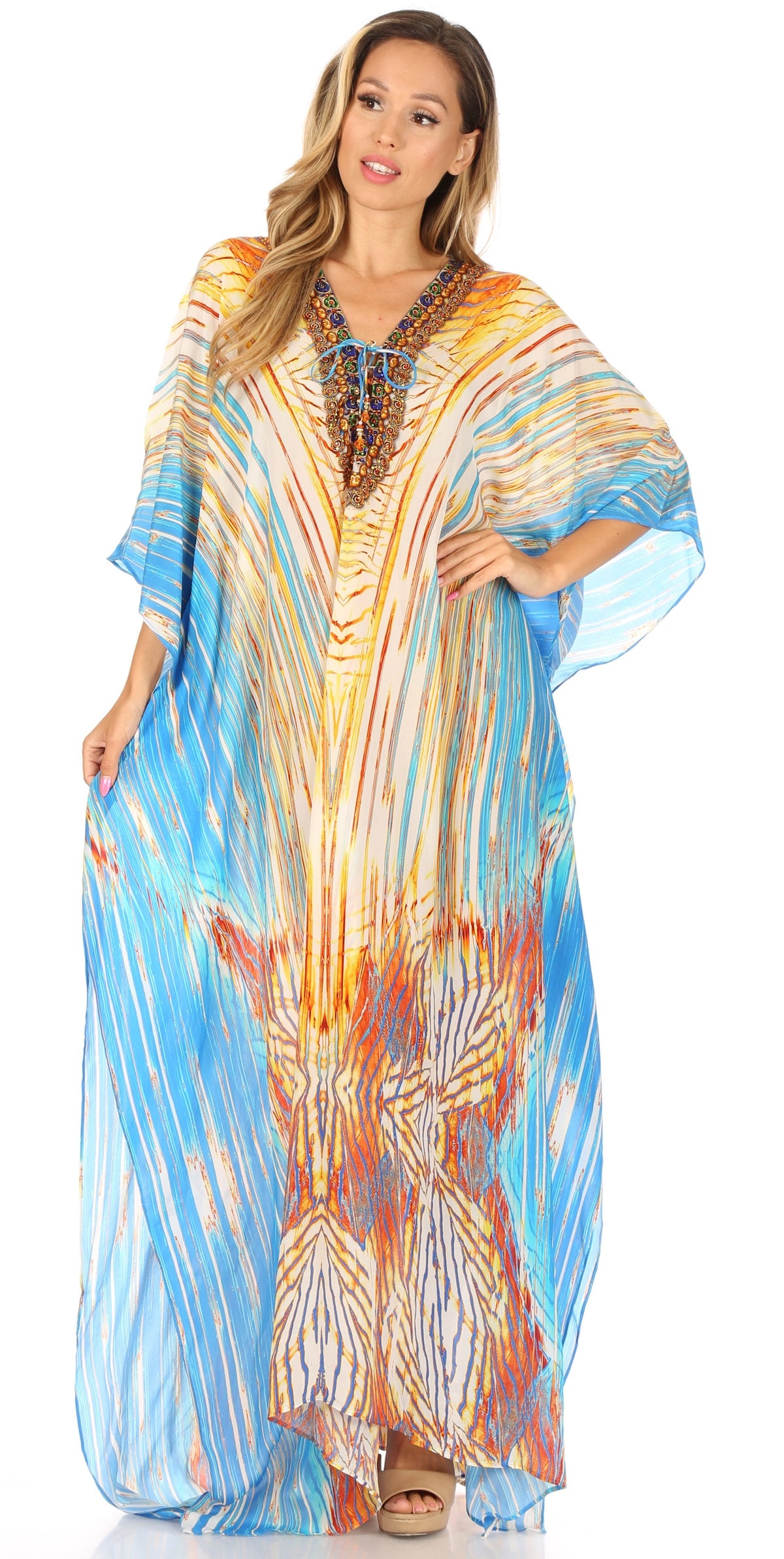 Plus Size Tropical Caftan Maxi Dress & Cover-Up