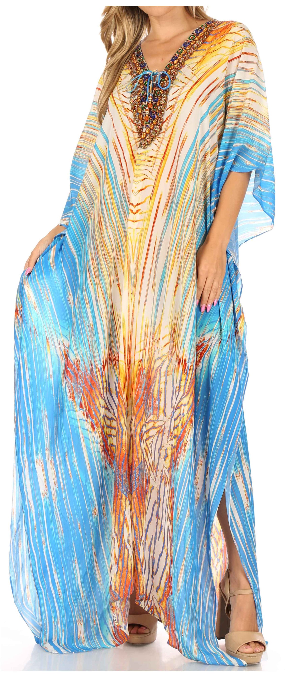 Plus Size Tropical Caftan Maxi Dress & Cover-Up