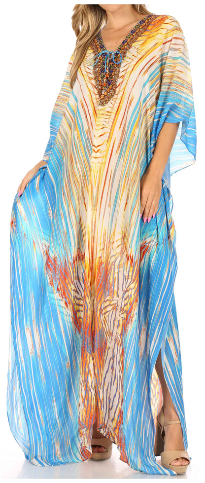 Plus Size Tropical Caftan Maxi Dress & Cover-Up