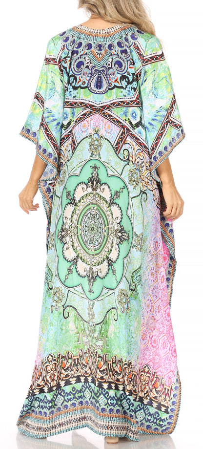 Plus Size Tropical Caftan Maxi Dress & Cover-Up