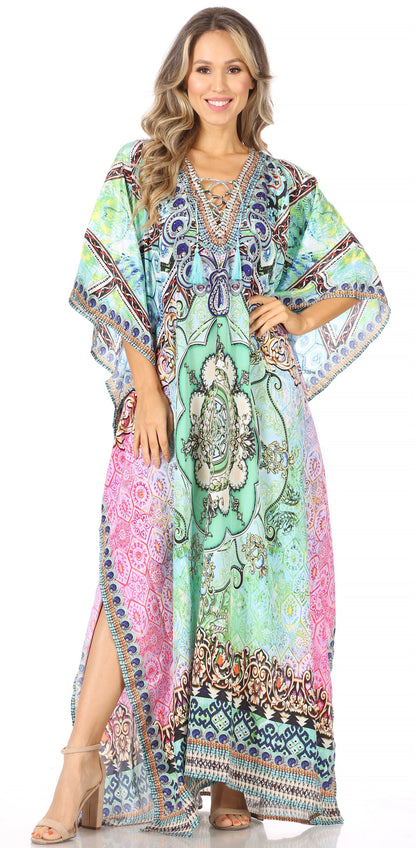 Plus Size Tropical Caftan Maxi Dress & Cover-Up