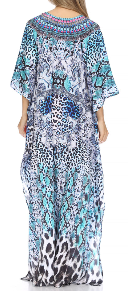 Plus Size Tropical Caftan Maxi Dress & Cover-Up