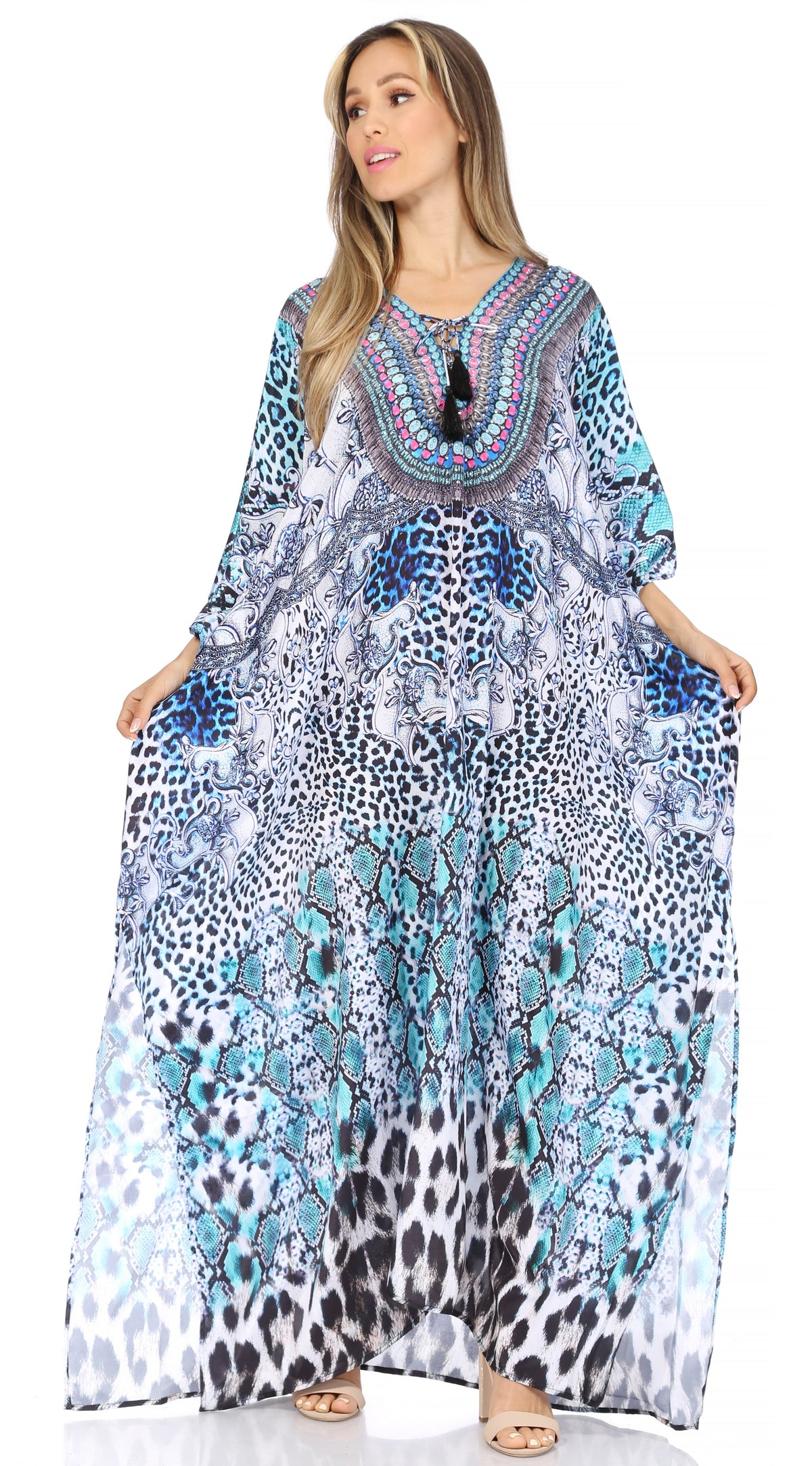 Plus Size Tropical Caftan Maxi Dress & Cover-Up