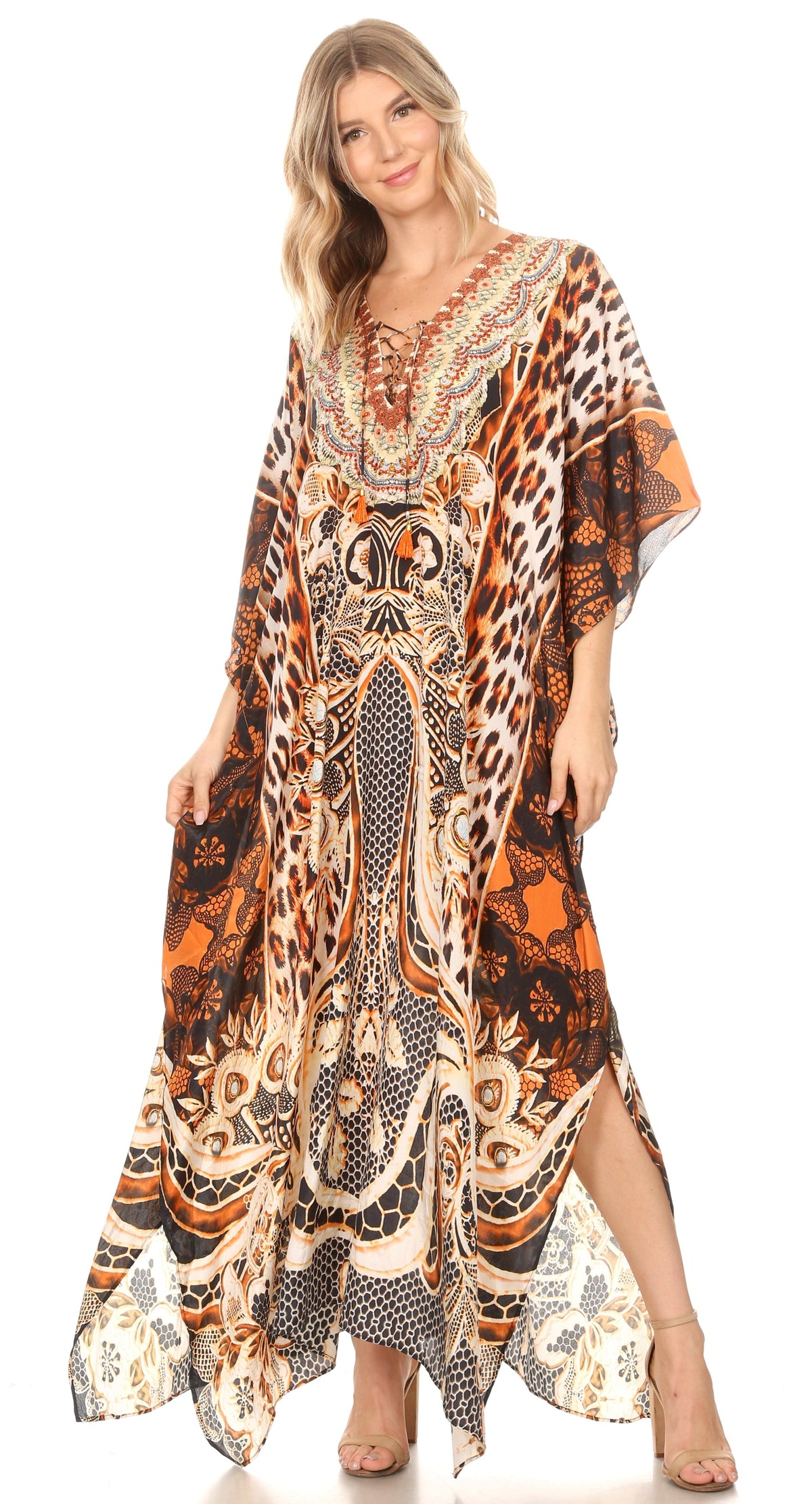 Plus Size Tropical Caftan Maxi Dress & Cover-Up