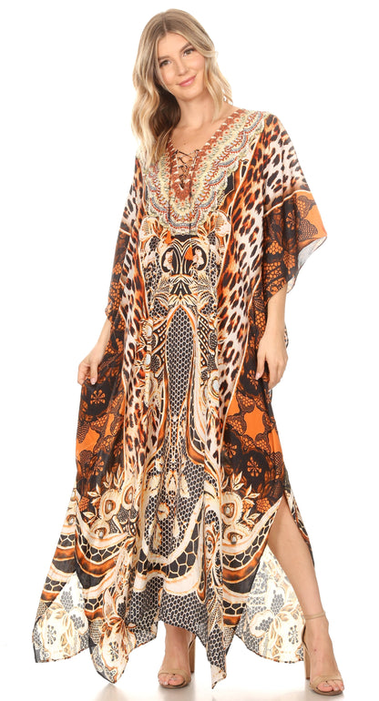 Plus Size Tropical Caftan Maxi Dress & Cover-Up
