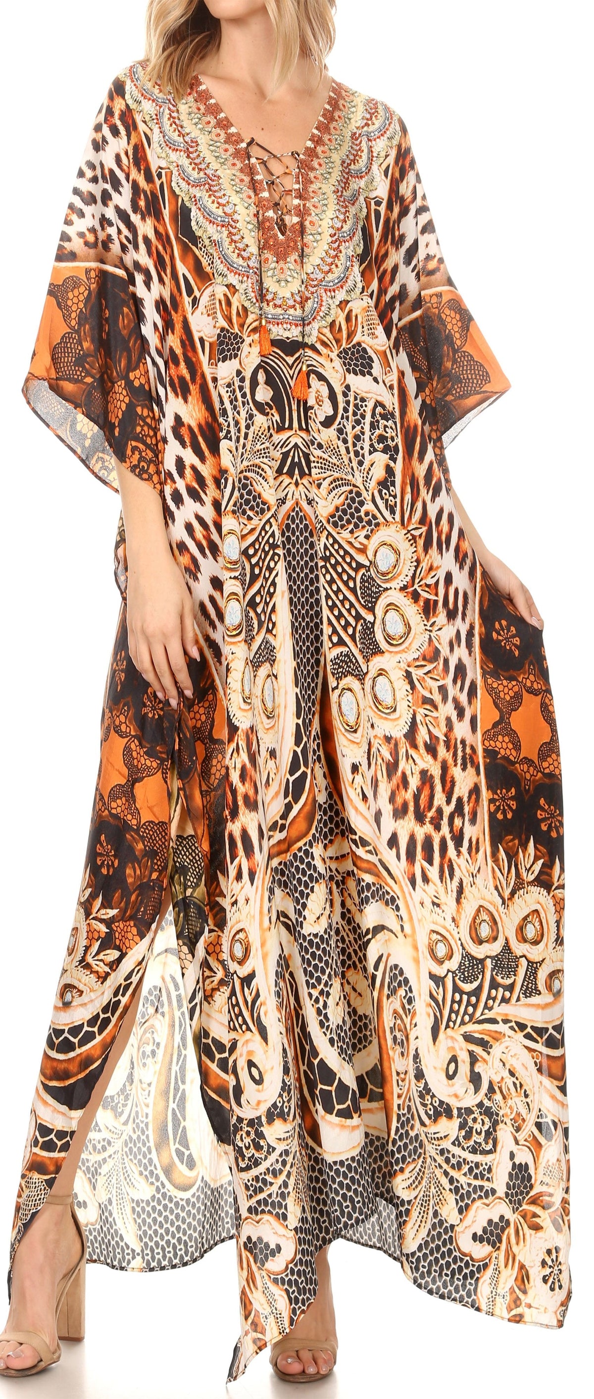 Plus Size Tropical Caftan Maxi Dress & Cover-Up