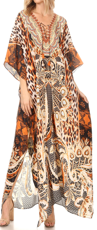 Plus Size Tropical Caftan Maxi Dress & Cover-Up