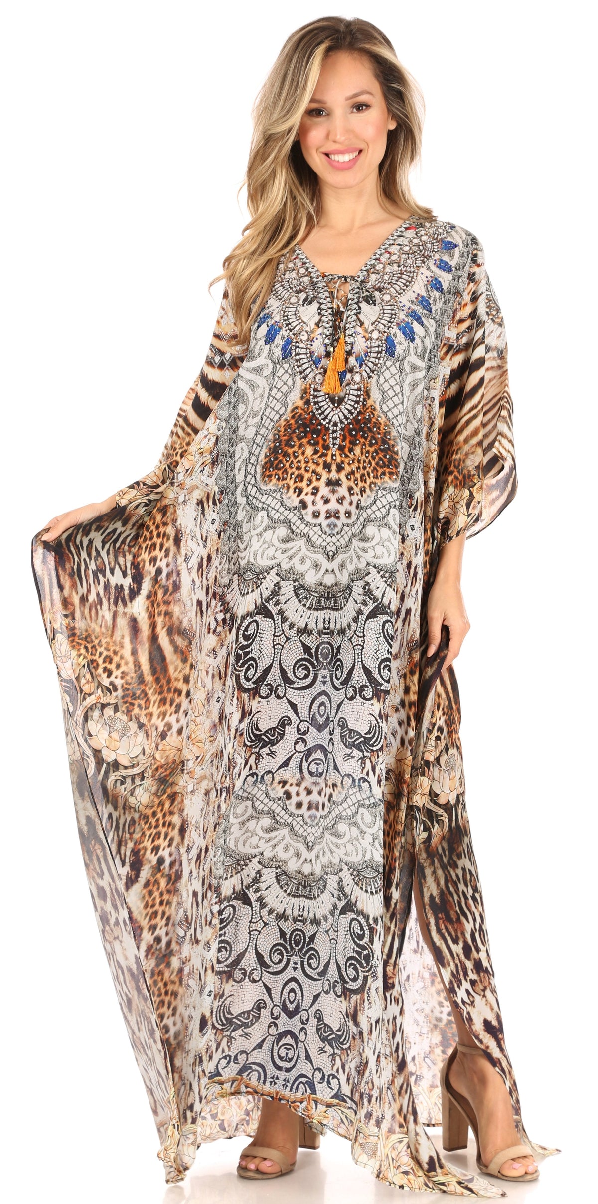 Plus Size Tropical Caftan Maxi Dress & Cover-Up
