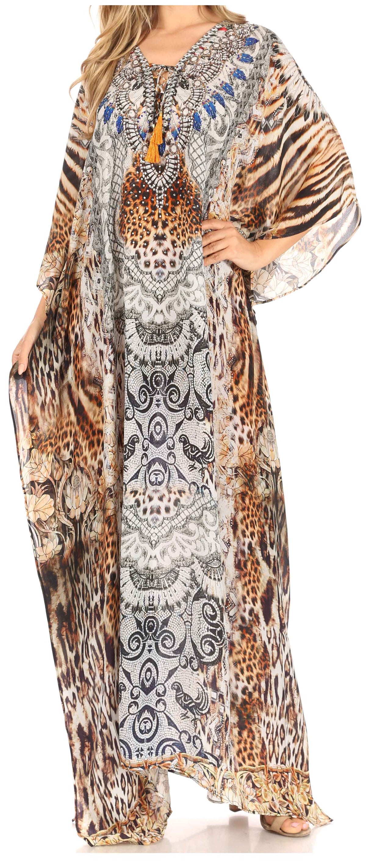 Plus Size Tropical Caftan Maxi Dress & Cover-Up