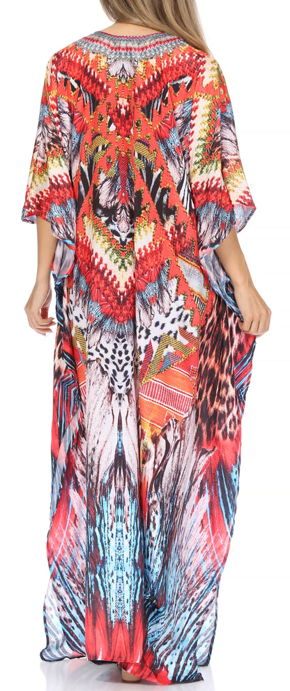 Plus Size Tropical Caftan Maxi Dress & Cover-Up
