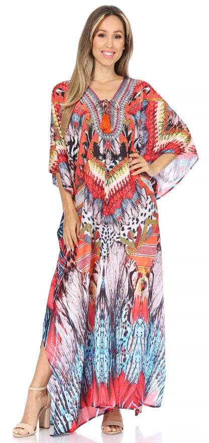 Plus Size Tropical Caftan Maxi Dress & Cover-Up