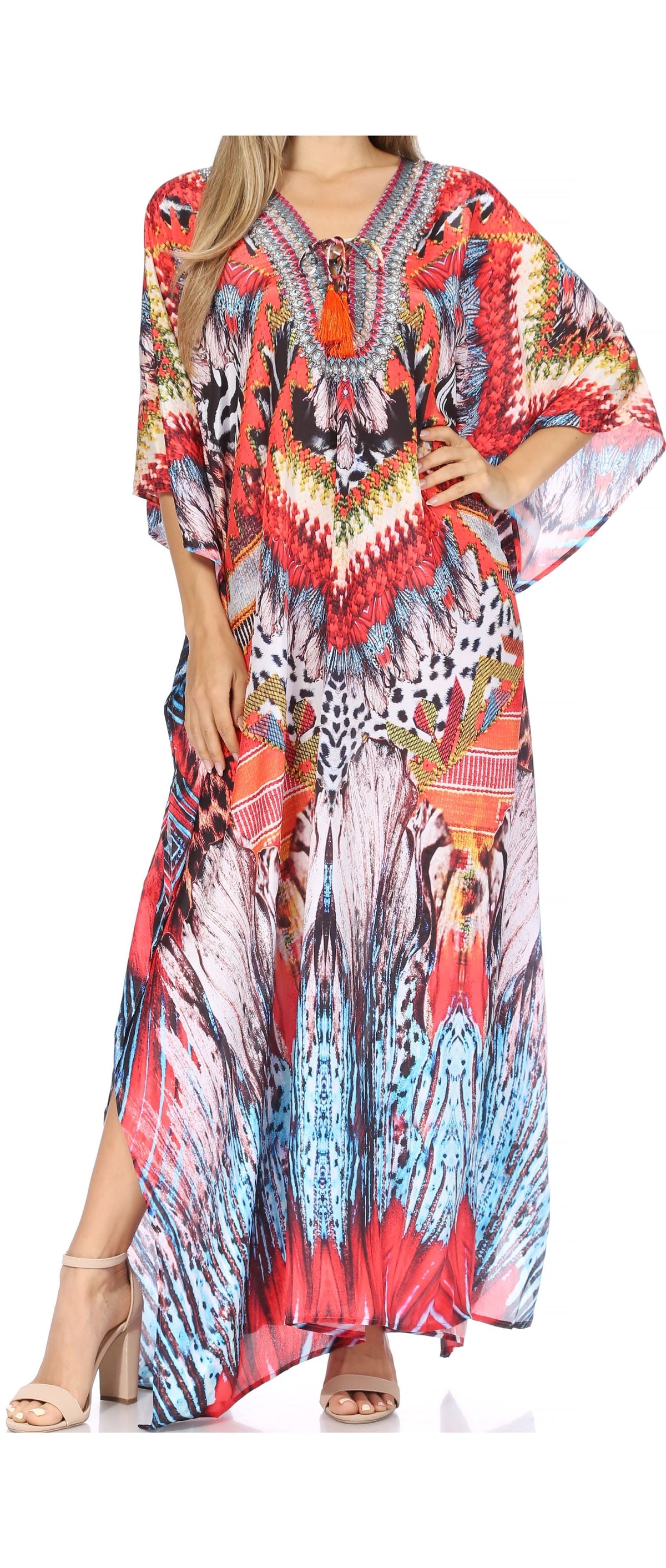 Plus Size Tropical Caftan Maxi Dress & Cover-Up