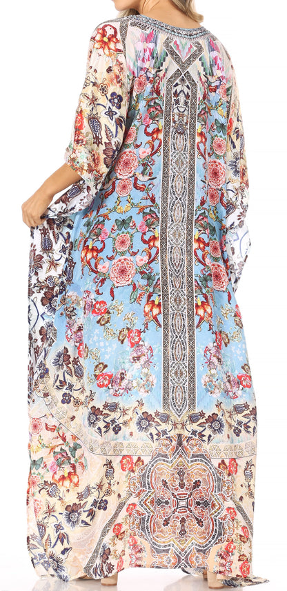 Plus Size Tropical Caftan Maxi Dress & Cover-Up