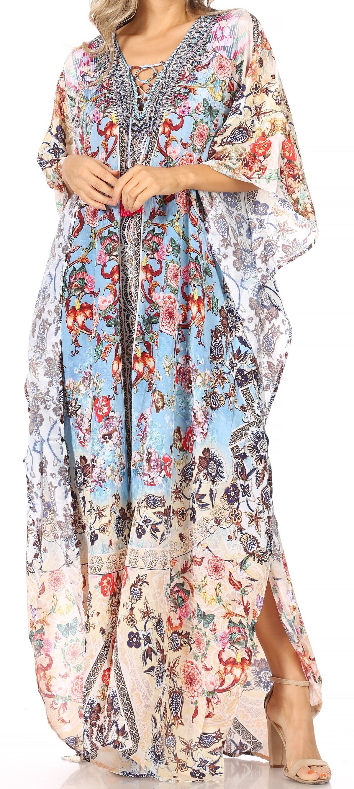 Plus Size Tropical Caftan Maxi Dress & Cover-Up