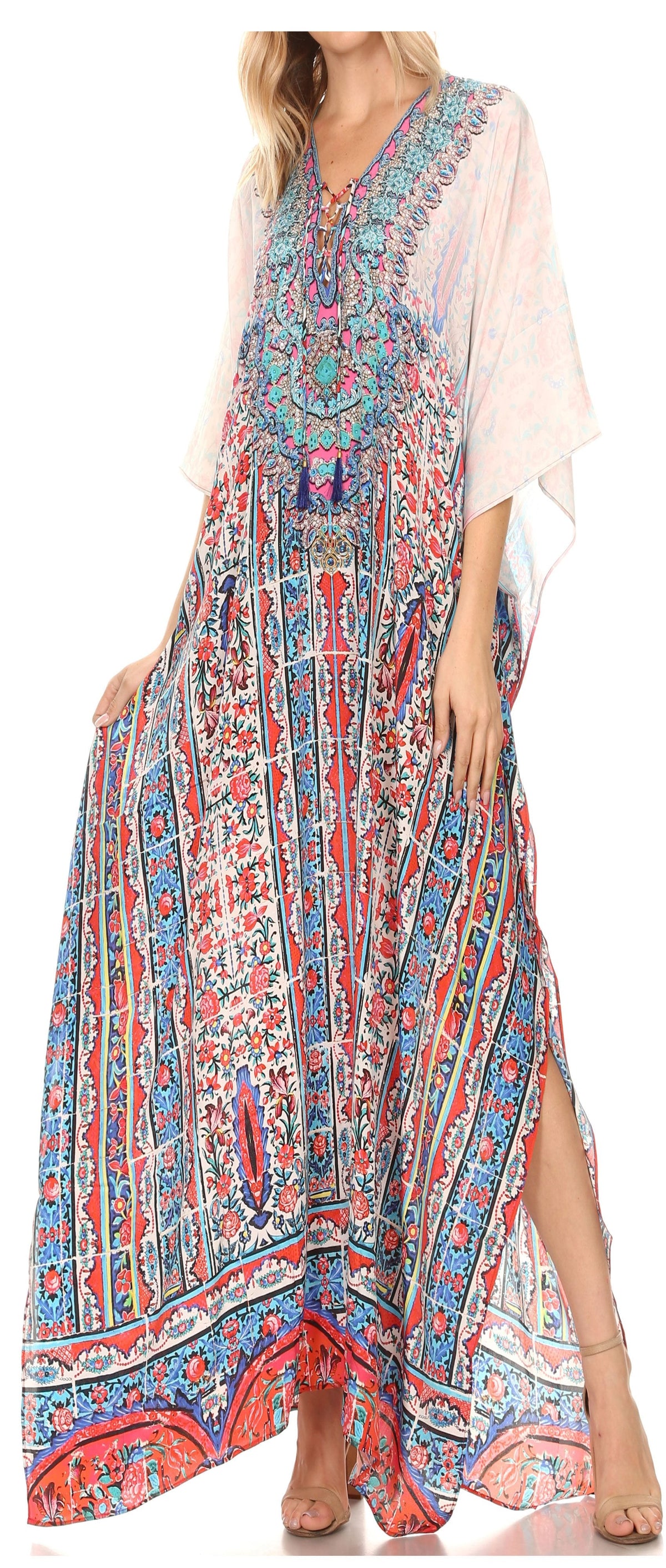 Plus Size Tropical Caftan Maxi Dress & Cover-Up
