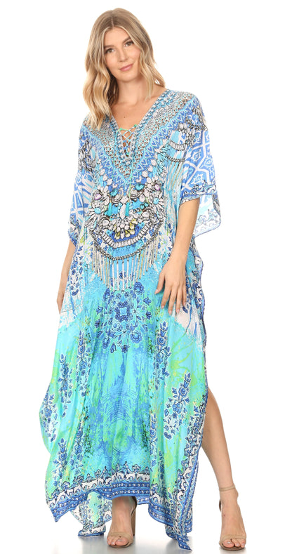 Plus Size Tropical Caftan Maxi Dress & Cover-Up