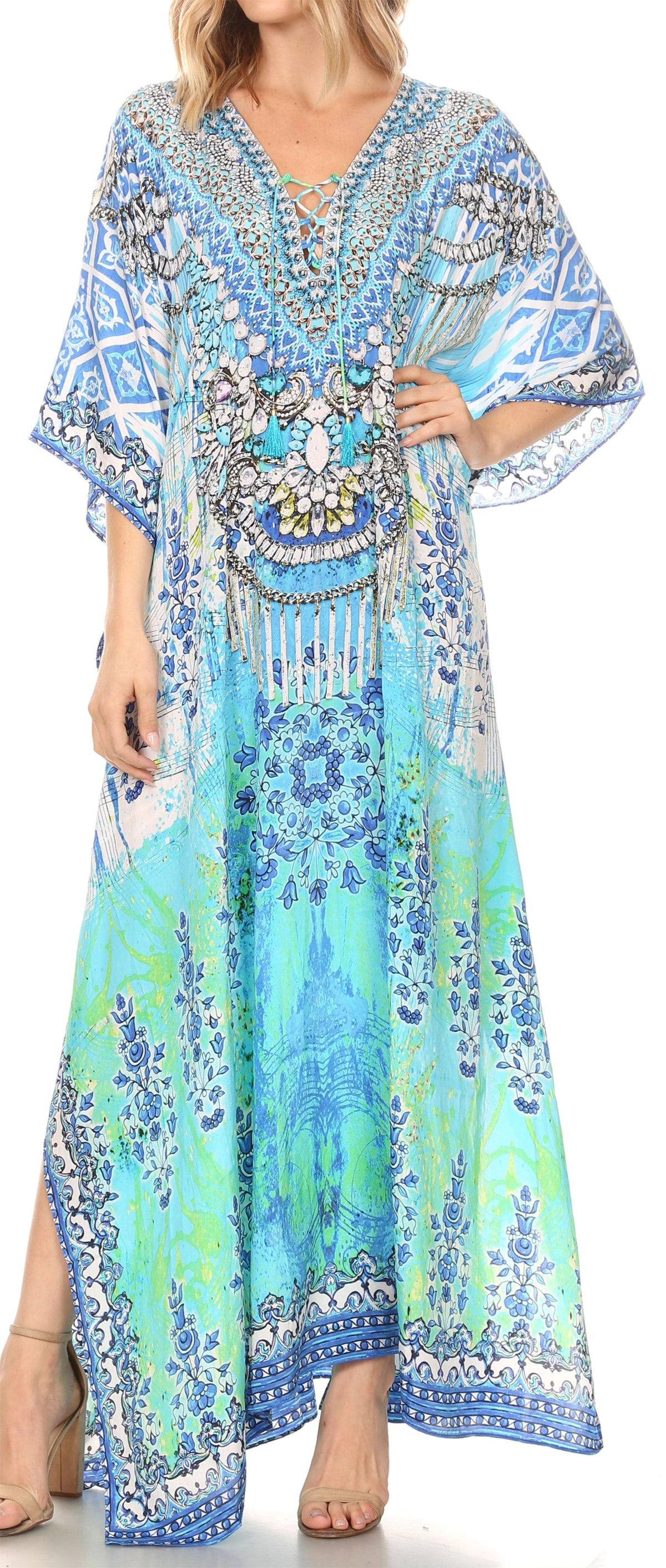 Plus Size Tropical Caftan Maxi Dress & Cover-Up