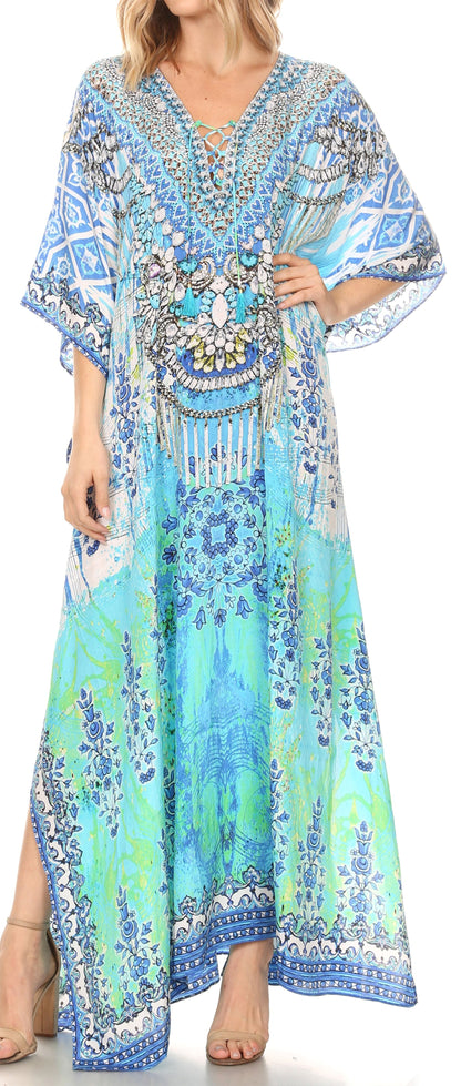 Plus Size Tropical Caftan Maxi Dress & Cover-Up