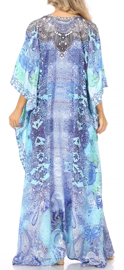 Plus Size Tropical Caftan Maxi Dress & Cover-Up
