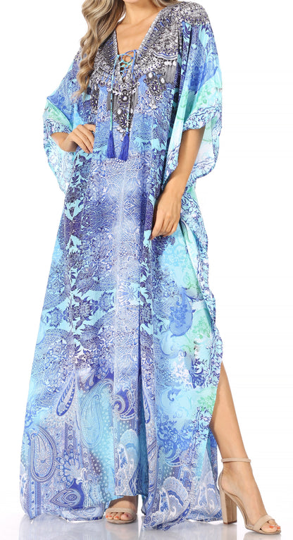 Plus Size Tropical Caftan Maxi Dress & Cover-Up