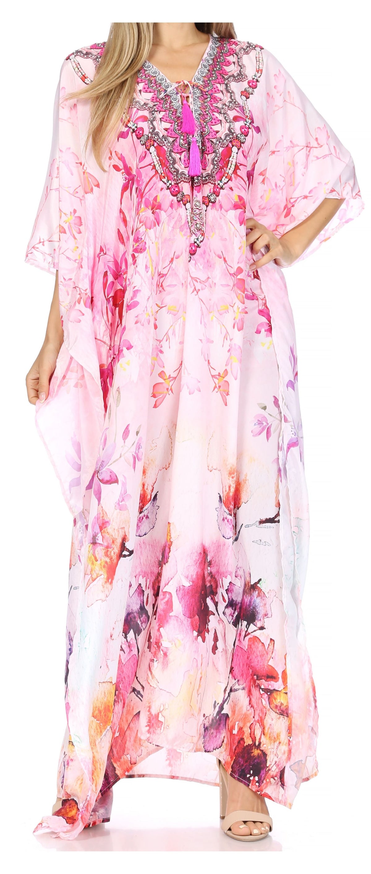 Plus Size Tropical Caftan Maxi Dress & Cover-Up