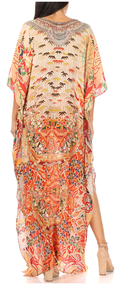 Plus Size Tropical Caftan Maxi Dress & Cover-Up