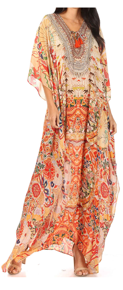 Plus Size Tropical Caftan Maxi Dress & Cover-Up