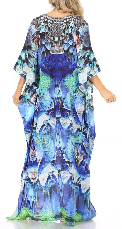 Plus Size Tropical Caftan Maxi Dress & Cover-Up