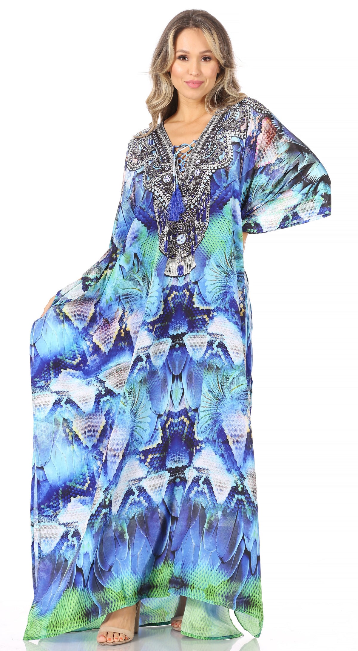 Plus Size Tropical Caftan Maxi Dress & Cover-Up