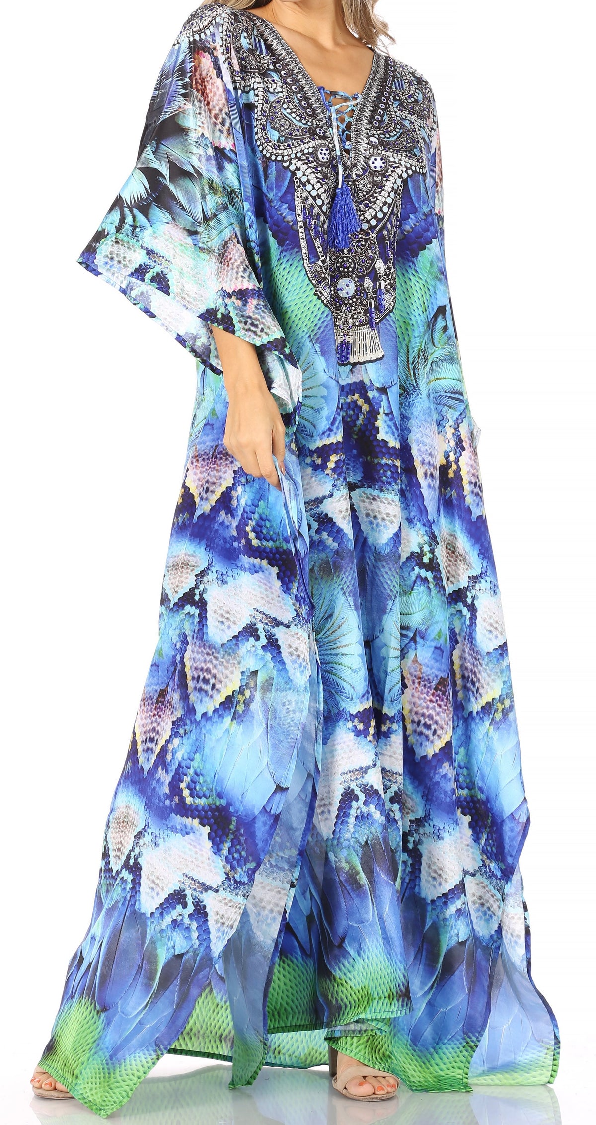 Plus Size Tropical Caftan Maxi Dress & Cover-Up