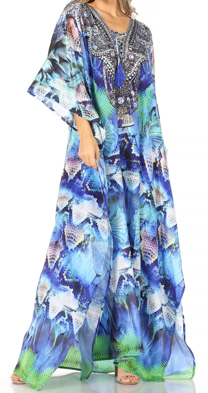 Plus Size Tropical Caftan Maxi Dress & Cover-Up