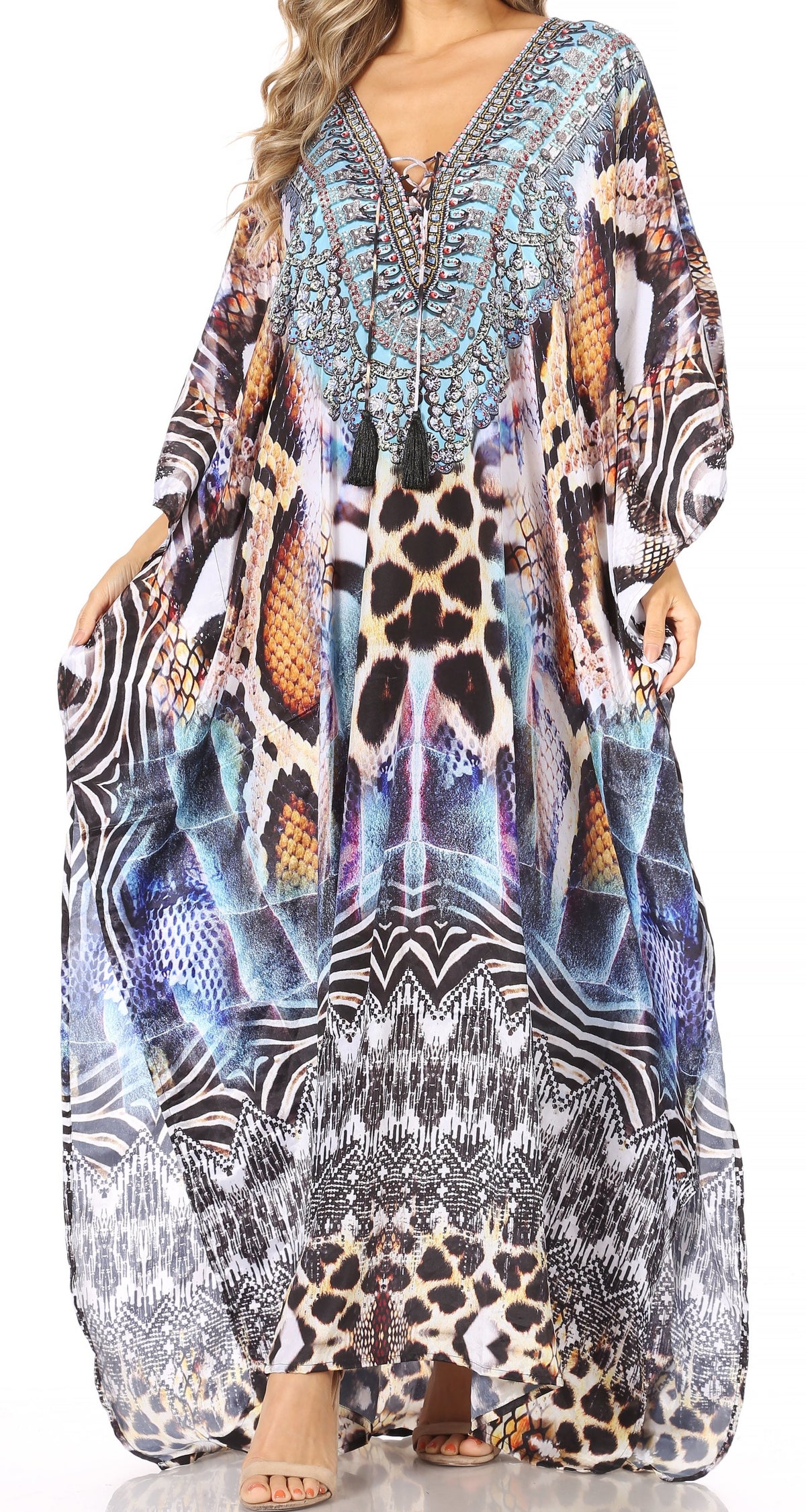 Plus Size Tropical Caftan Maxi Dress & Cover-Up