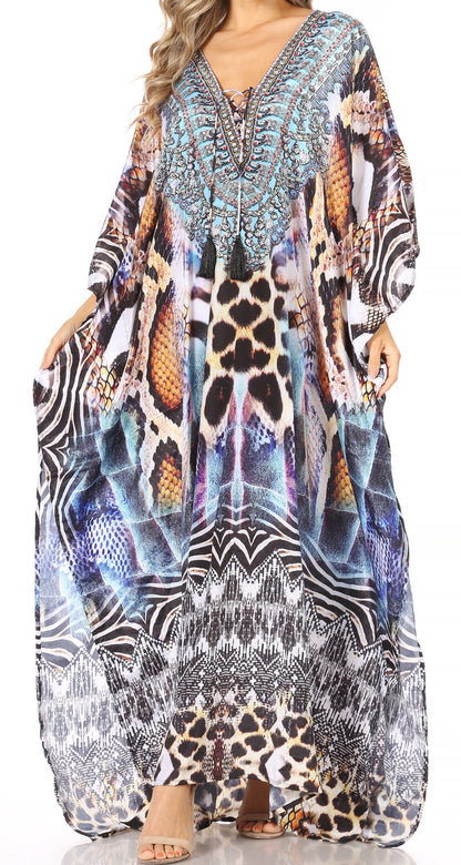 Plus Size Tropical Caftan Maxi Dress & Cover-Up