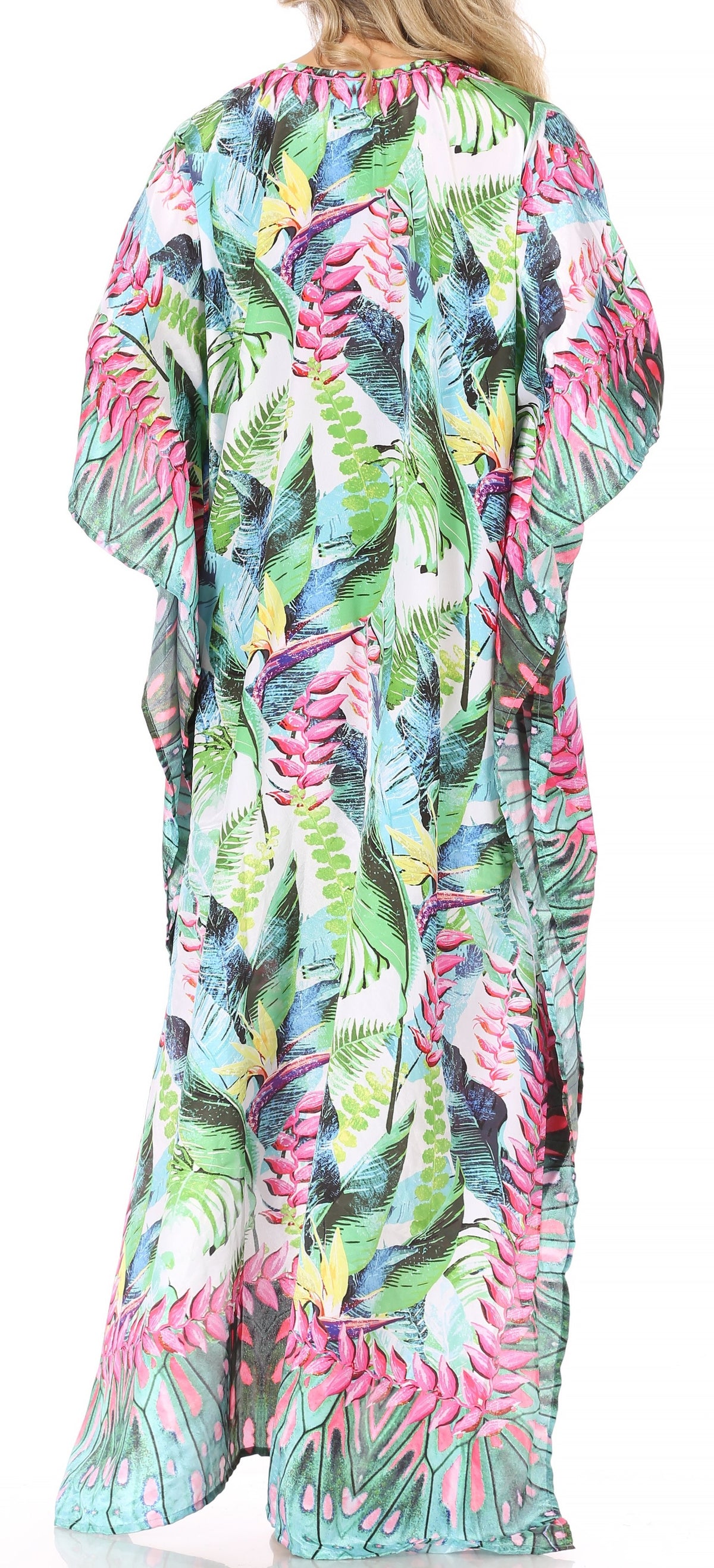 Plus Size Tropical Caftan Maxi Dress & Cover-Up