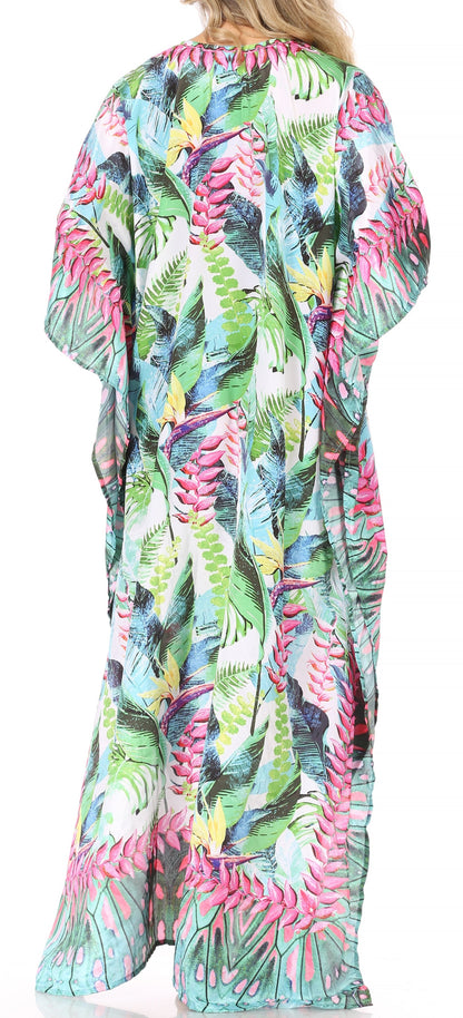 Plus Size Tropical Caftan Maxi Dress & Cover-Up